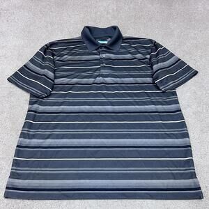 PGA Tour Polo Men’s Gray Striped Short Sleeve Size Large